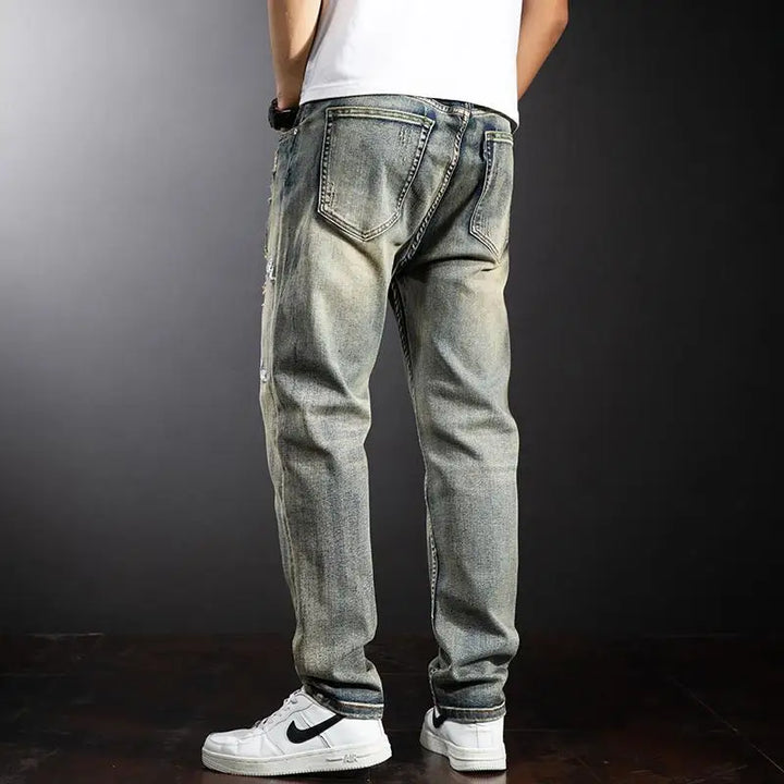 Embroidered Baggy Loose Jeans