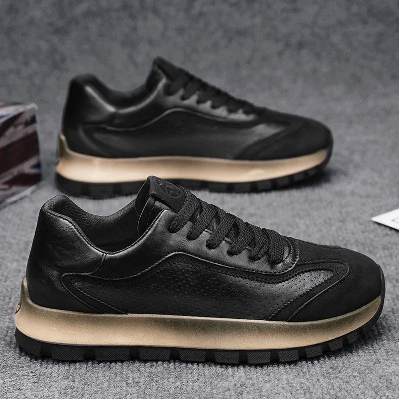 Breathable Perforated Leather Durable Sneakers