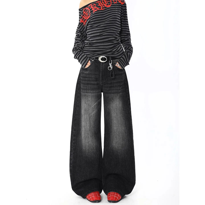 Retro Black Wide Leg Jeans