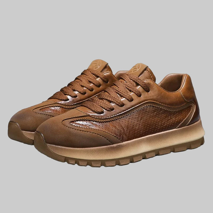 Breathable Perforated Leather Durable Sneakers
