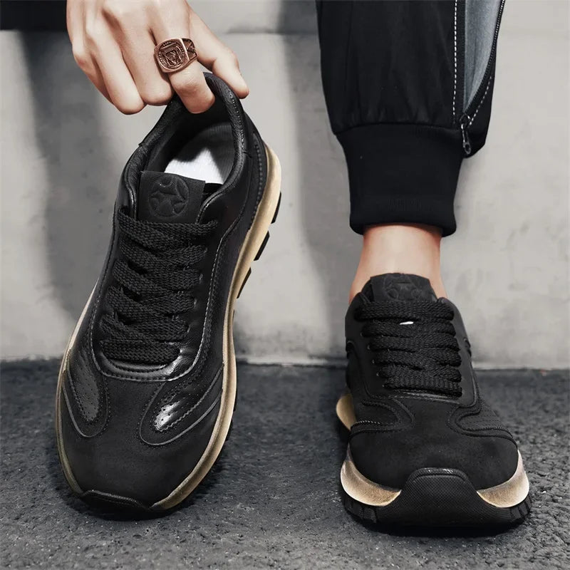 Breathable Perforated Leather Durable Sneakers