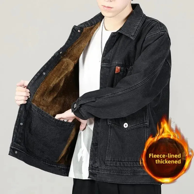 Thick Fleece-Lined Winter Denim Jacket