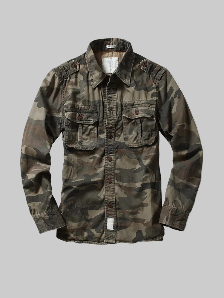 Vintage American Long Sleeve Camouflage Outdoor Shirt