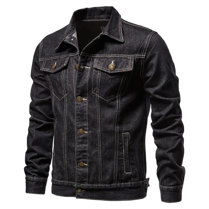 Solid Vintage Motorcycle Denim Jacket