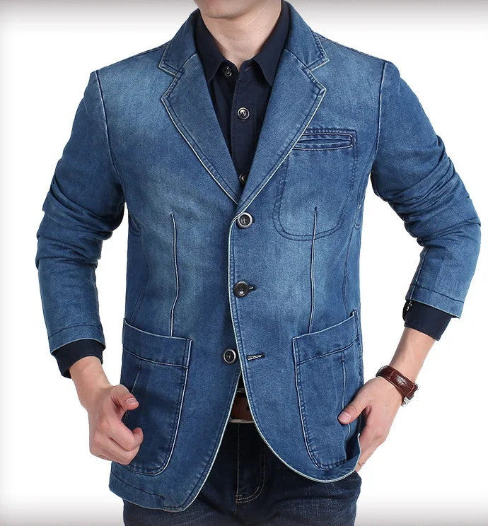 SlimFit Denim Blazer Jacket
