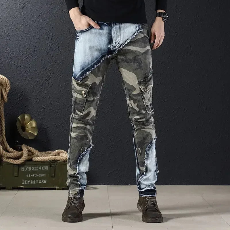 Camouflage Stretch Skinny Cargo Jeans