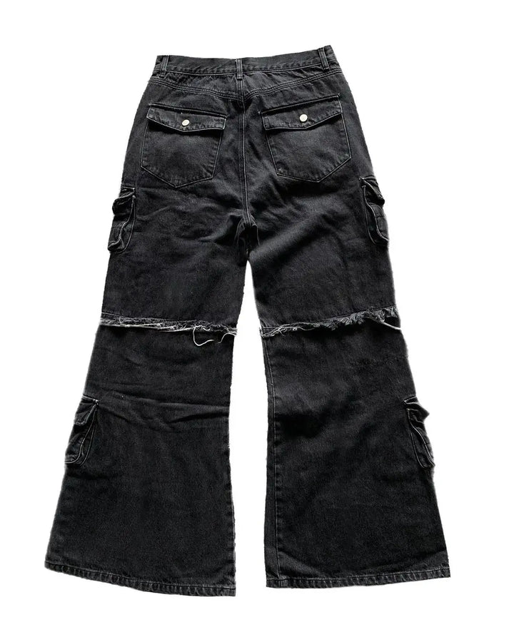 Gothic Harajuku Y2K Washed Multi-Pocket Jeans