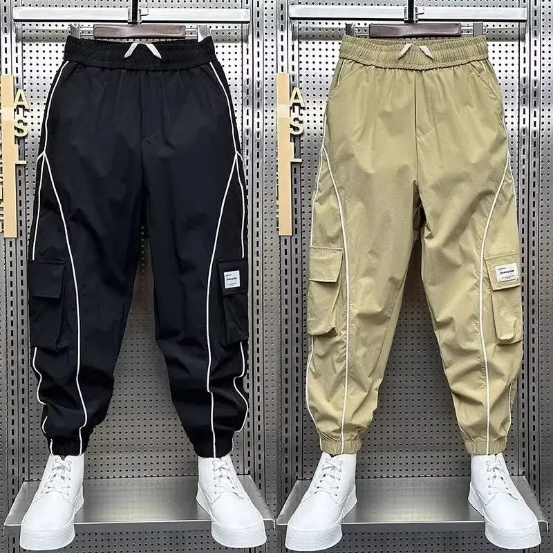 Spliced Cargo Pants - Wide Leg Design