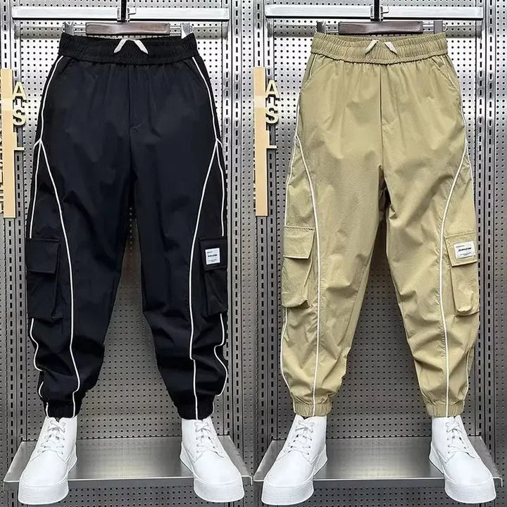 Spliced Cargo Pants - Wide Leg Design