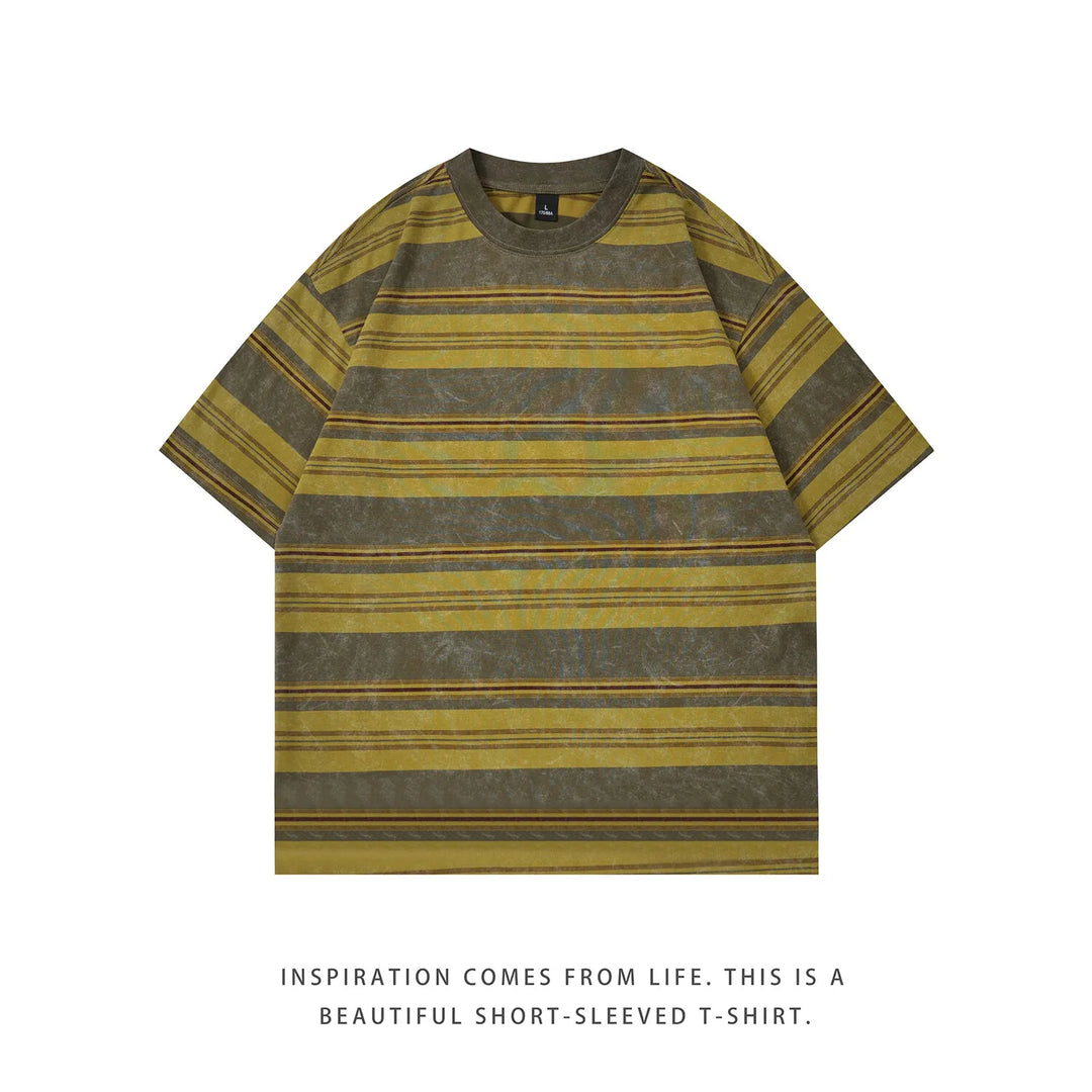 Hip Hop Tie Dye Vintage Striped Oversized T-Shirt