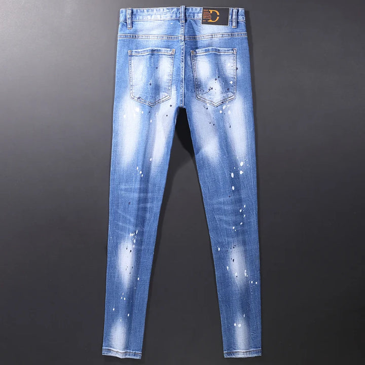 Retro  Slim Fit Ripped Jeans