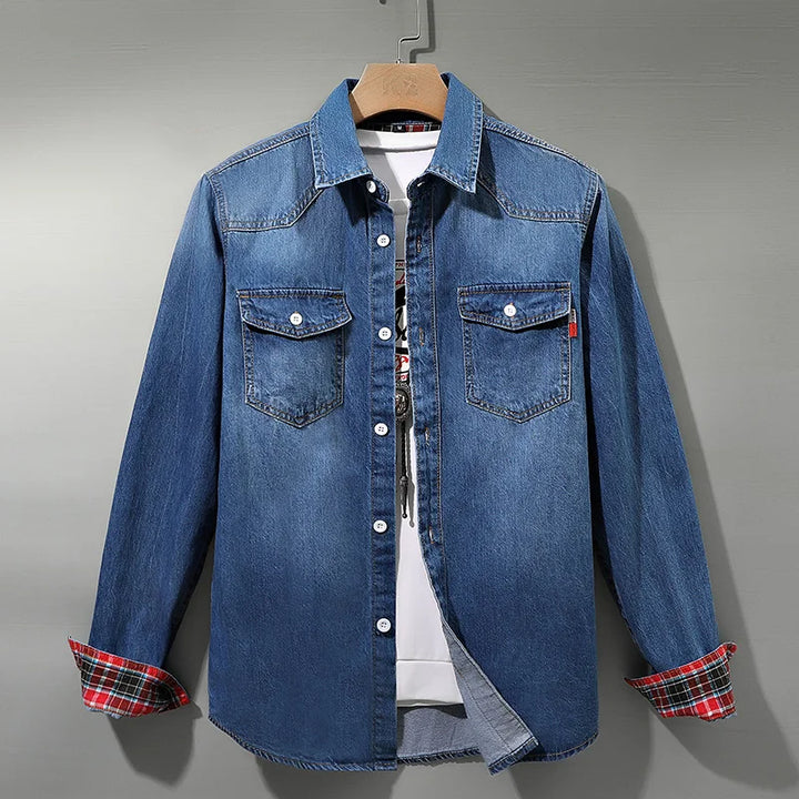 Slim Fit Cotton Long Sleeve Cowboy Denim Shirt
