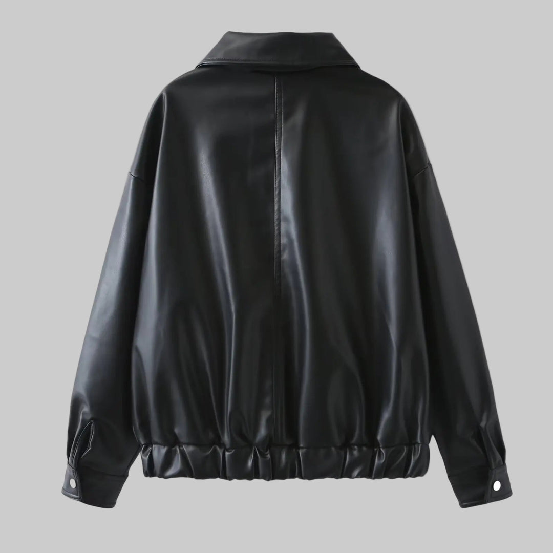Versatile Loose Faux Leather Jacket