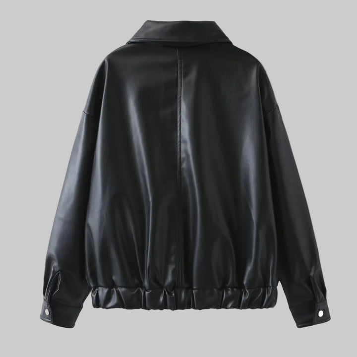 Versatile Loose Faux Leather Jacket