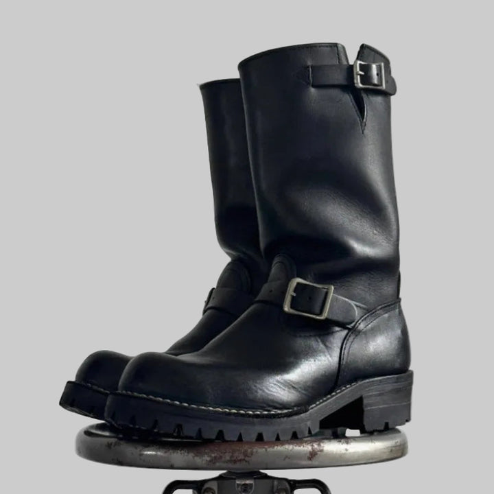 Retro Motorcycle Black Knight Chelsea Boots