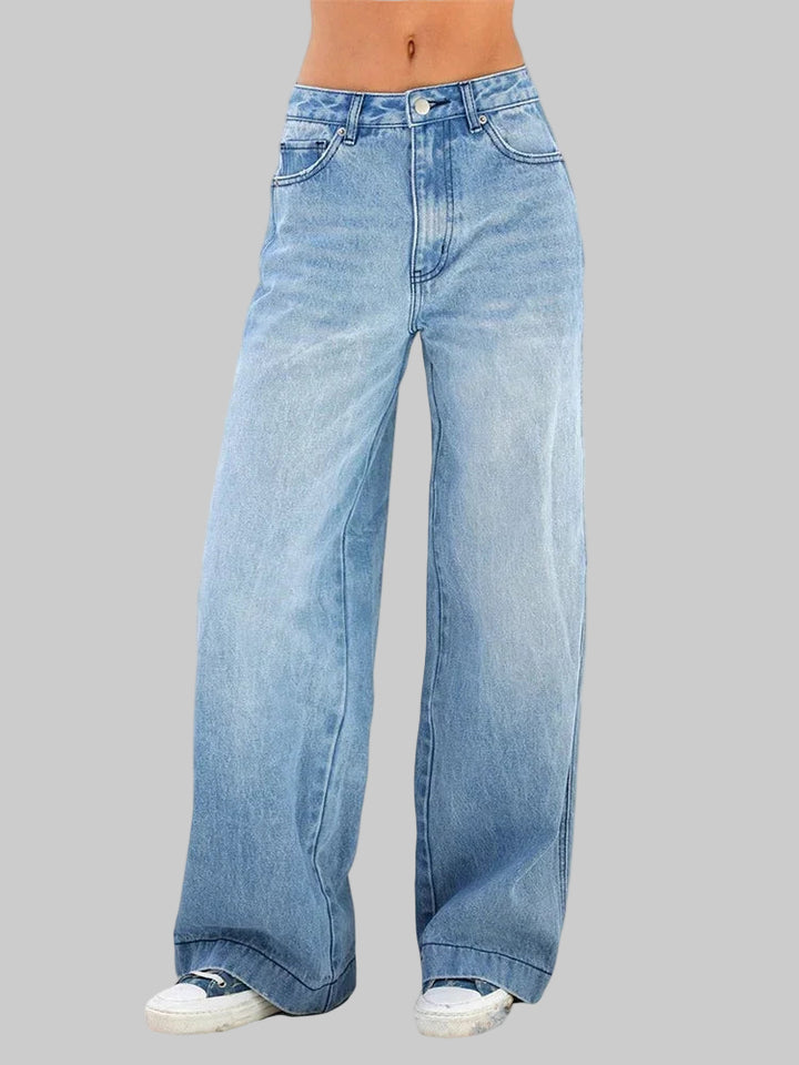 High Waist Wide Leg Denim Jeans