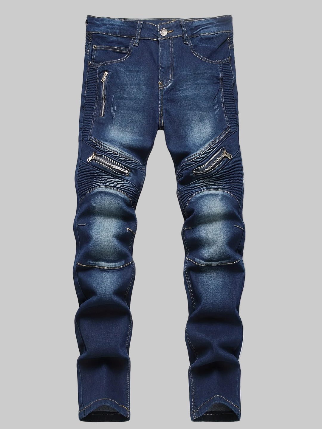 Distressed Ribbed Denim Jeans