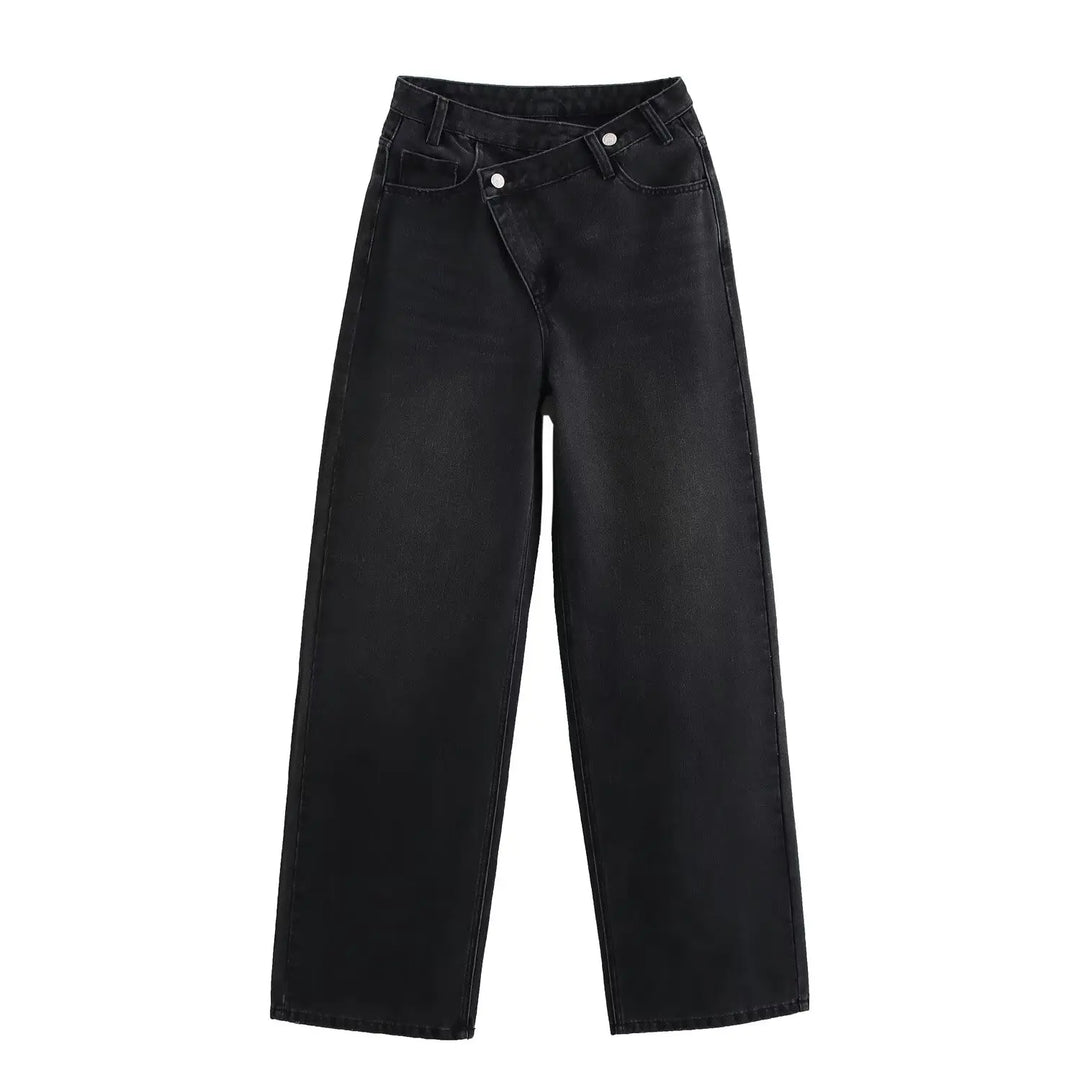Vintage High-Waisted Wide Leg Straight Jeans