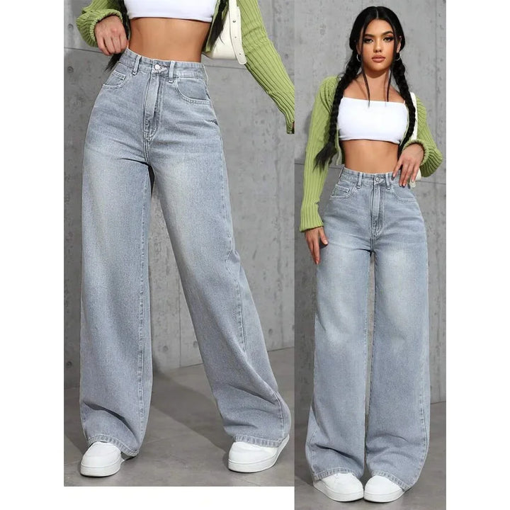 High-Waisted Straight Leg Jeans
