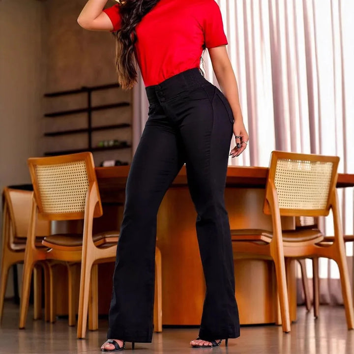 High-Waisted Wide Leg Jeans with Elastic Waist