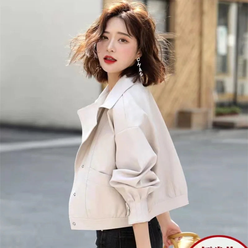 Short PU Leather Motorcycle Jacket
