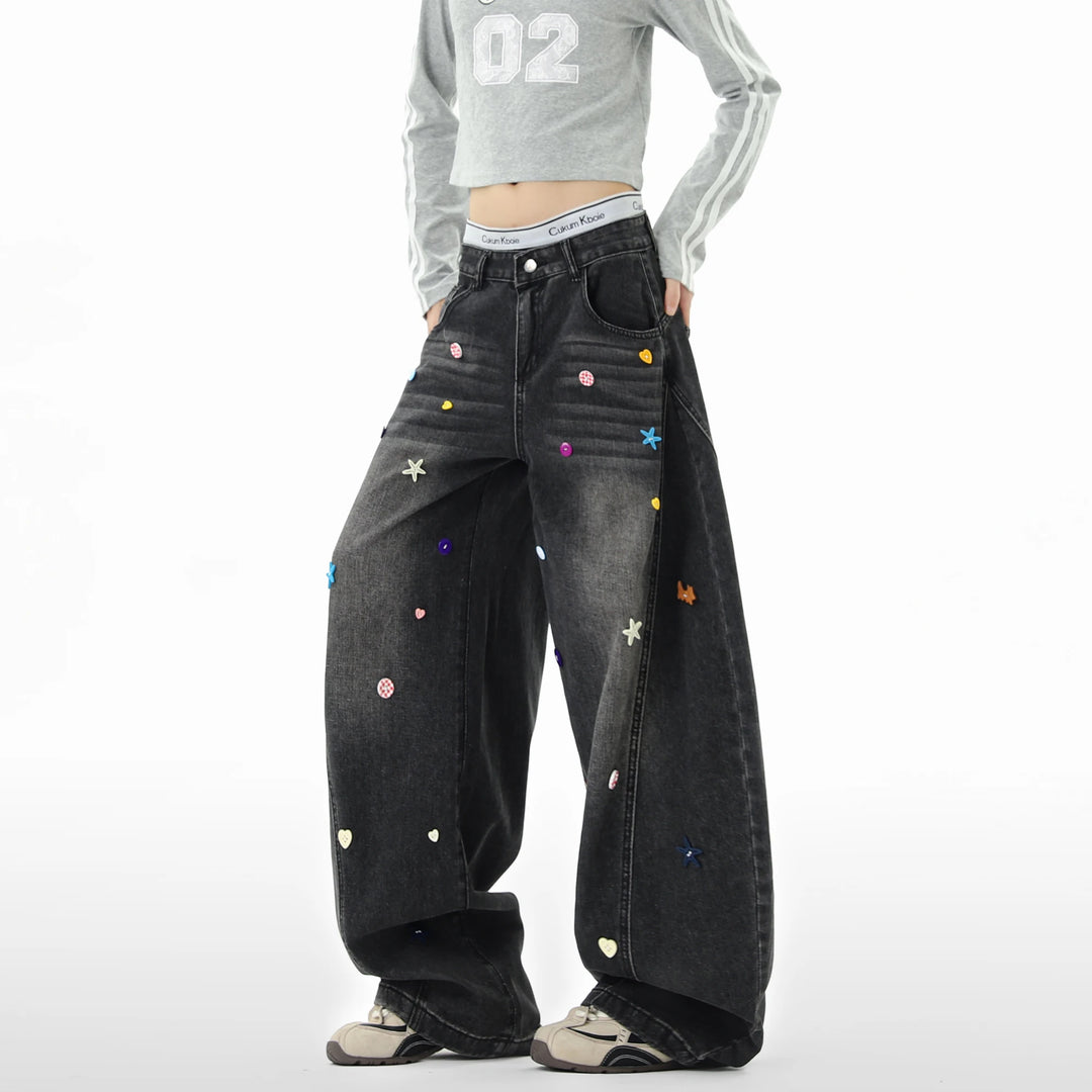 Patchwork Baggy Loose Fit Jeans
