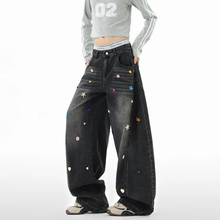 Patchwork Baggy Loose Fit Jeans