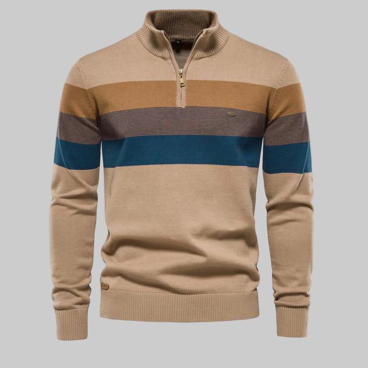 Cotton Mock Neck Quarter-Zip Sweater