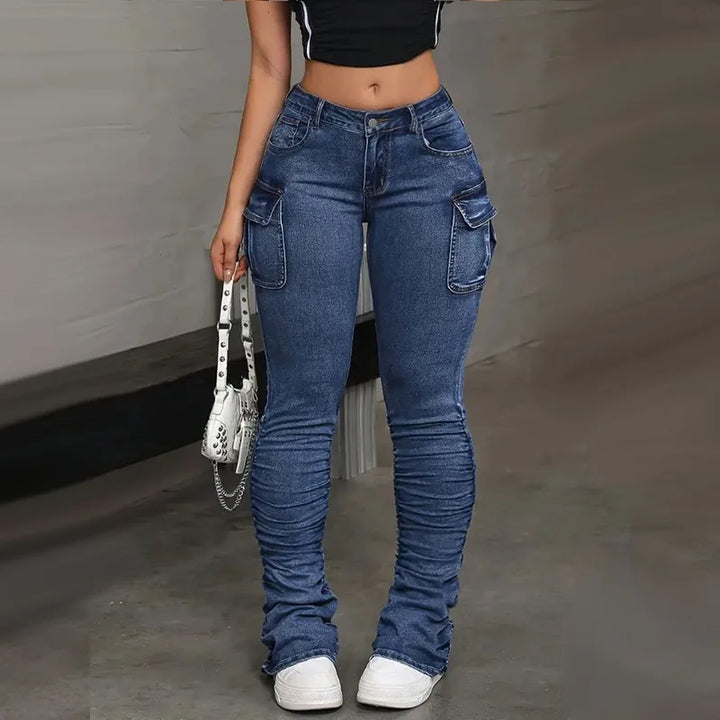 High-Waisted Elastic Jeans Hip-Lifting Denim Pants