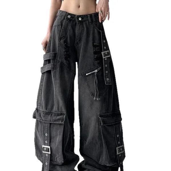American Retro Deconstructed Sash Jeans