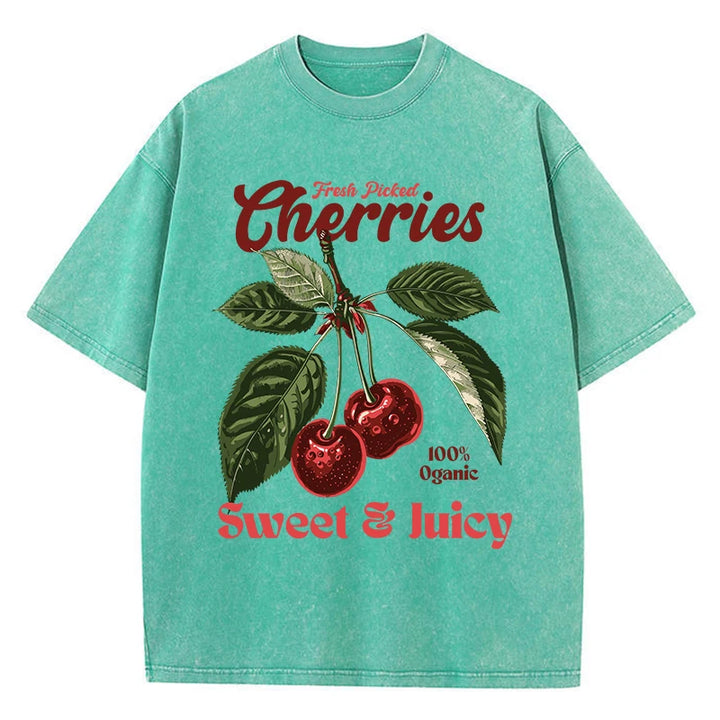 Freshly Picked Cherries Oversized Cotton-Washed Tees