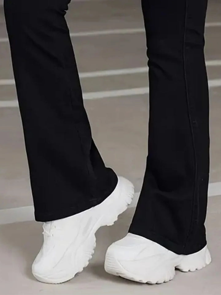 Vintage-Inspired High-Waist Goth Flare Jeans