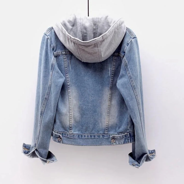 Hooded Slim Fit Denim Coat