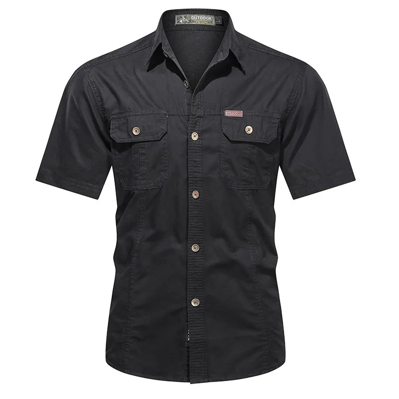 Quick-Dry Short Sleeve Army Hiking Cargo Shirt