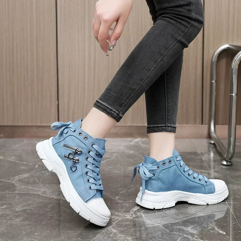 High-Quality Light Blue Denim Canvas Sneakers
