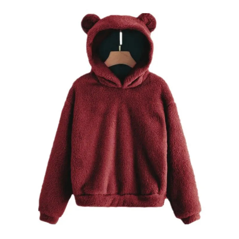 Cozy Plush Rabbit Ear Hoodie Sweatshirt