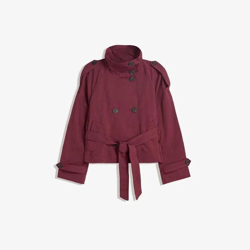 Belted Waist Cropped Trench Coat