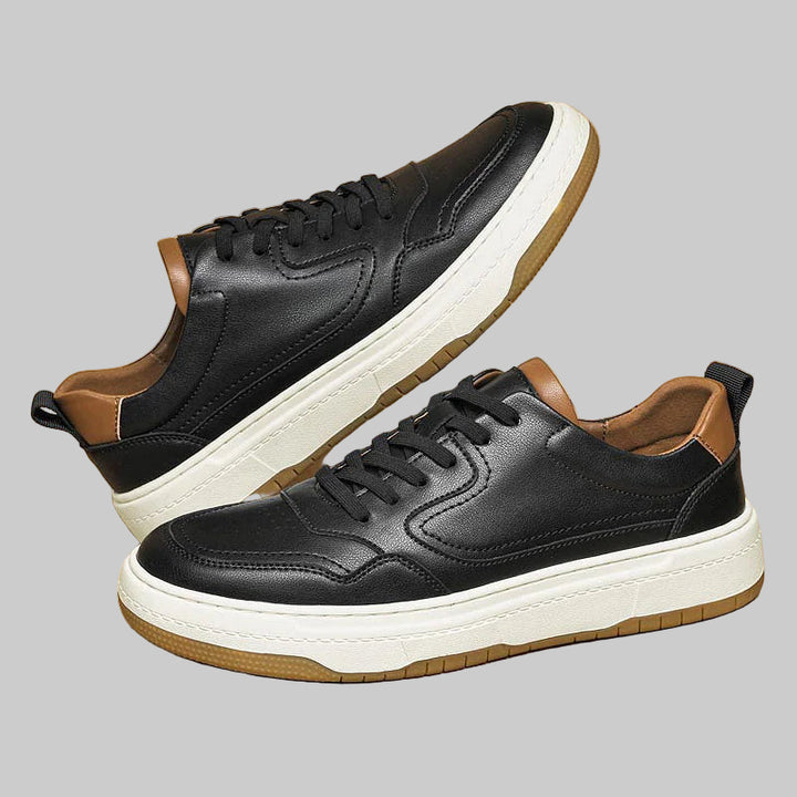 Breathable Lightweight Leather Panel Sneakers