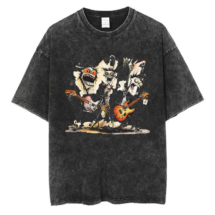 Washed Vintage Gothic Rock Metal Ghost Band Tees
