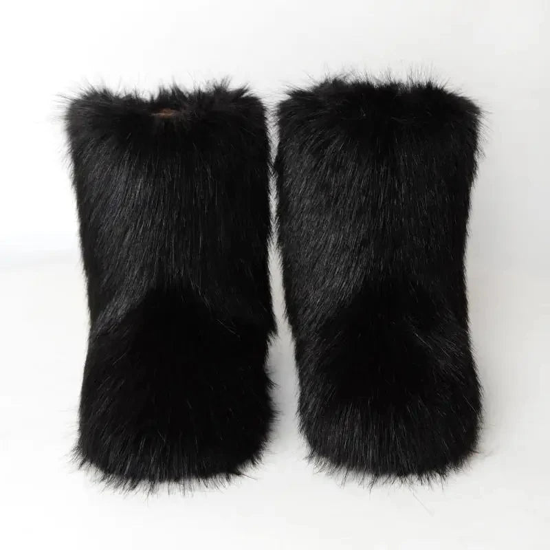 Plush Faux Fox Fur Winter Boots