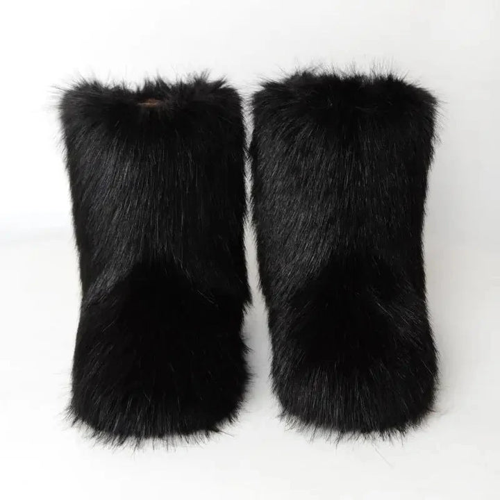 Plush Faux Fox Fur Winter Boots