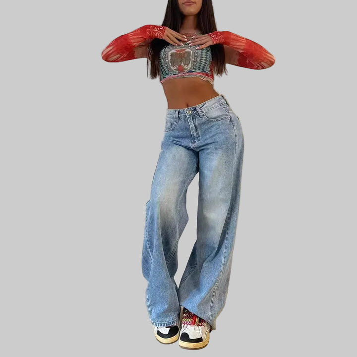 American Retro High-Waisted Wide-Leg Jeans