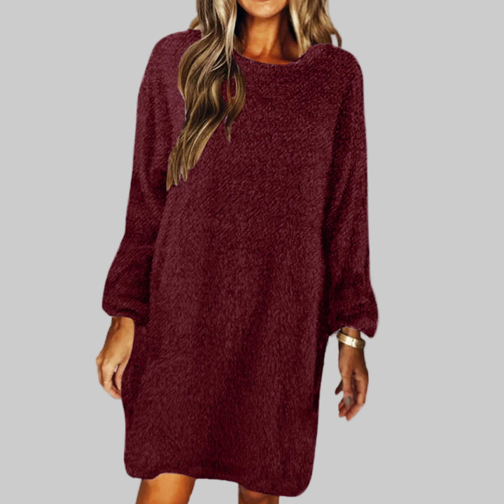 Round Neck Solid Color Loose Plush Sweater