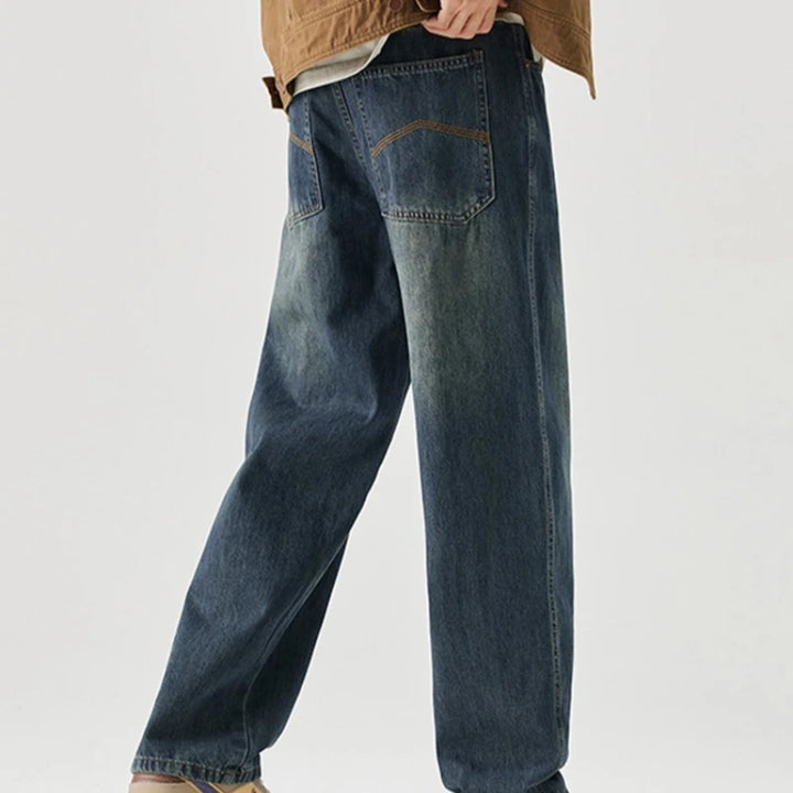 Retro Wide-Leg Nine-Point Loose Straight Jeans