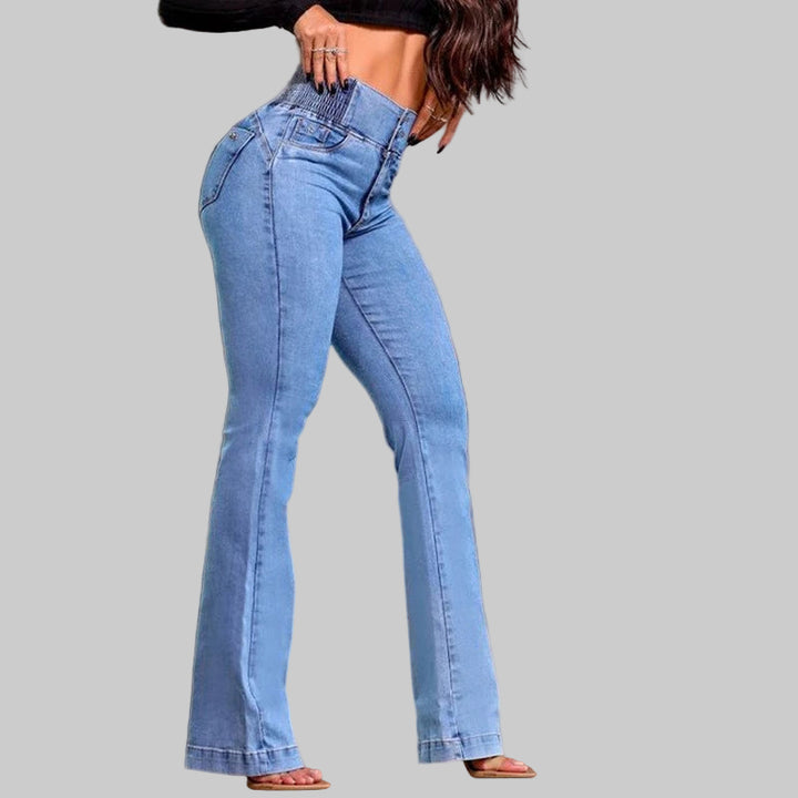 High-Waisted Wide Leg Jeans with Elastic Waist