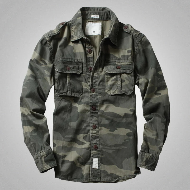 Vintage American Long Sleeve Camouflage Outdoor Shirt
