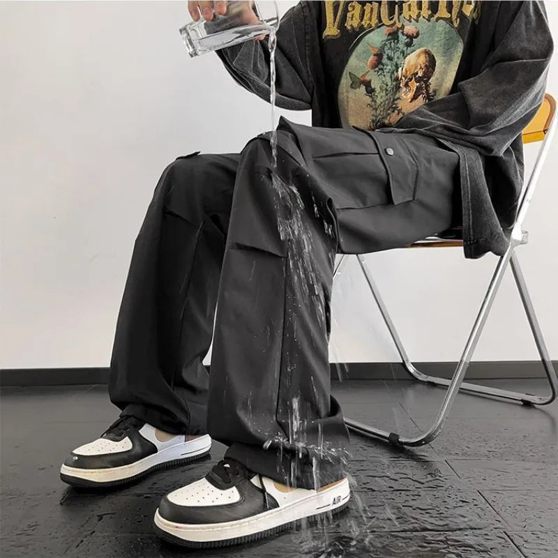 High-Waisted Elastic Cargo Pants