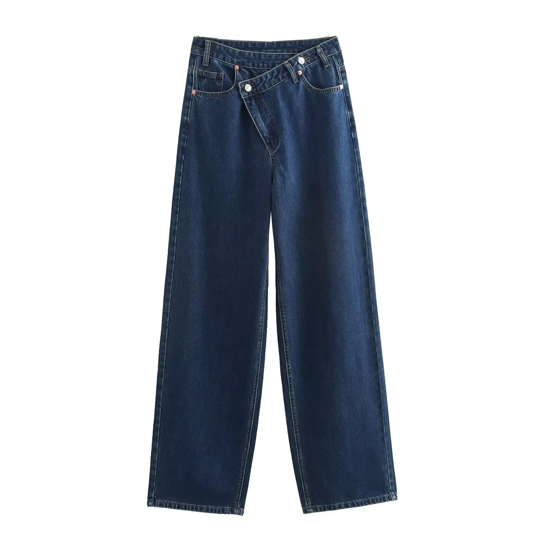 Vintage High-Waisted Wide Leg Straight Jeans