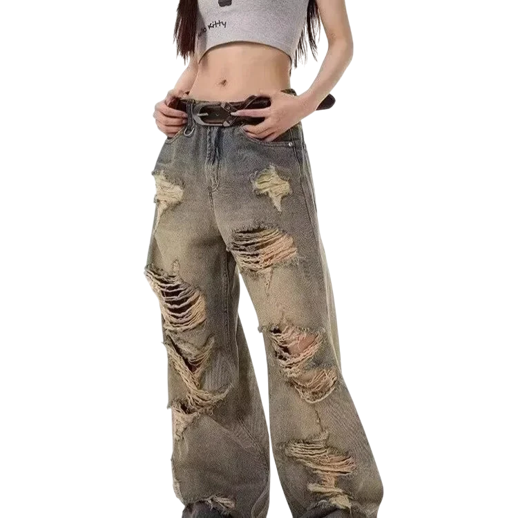 Distressed Ripped Loose Unisex Jeans