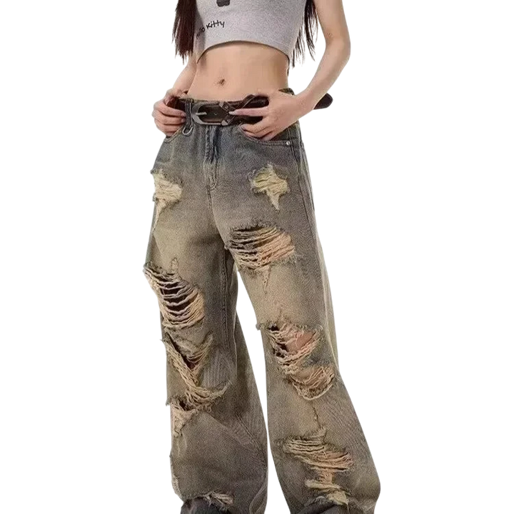 Distressed Ripped Loose Unisex Jeans